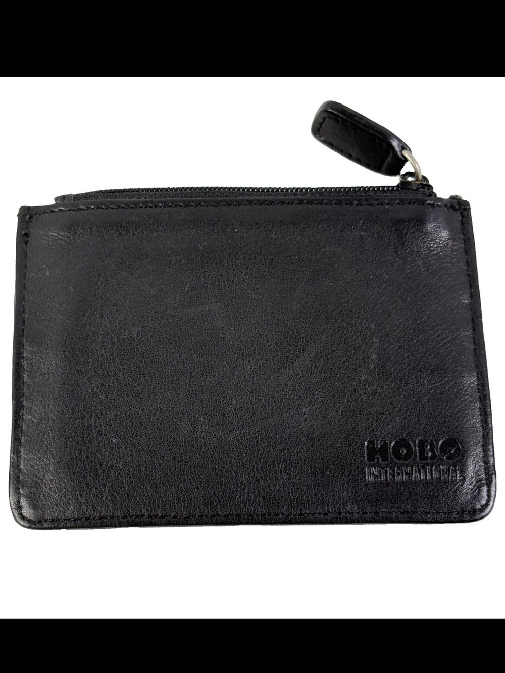 HOBO International Euro Slide Soft Leather Card Case Zipper ID Slot Vintage